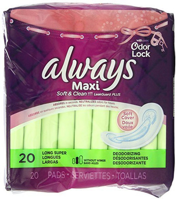 

Always Maxi Soft & Clean With Odor-Lock Long Sanitary Pad(Pack of 20)