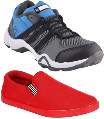 

Pexlo Combo Pack of 2 Casual & Sports Shoes (Loafers Shoes) Running Shoes For Men(Red, Grey, Blue