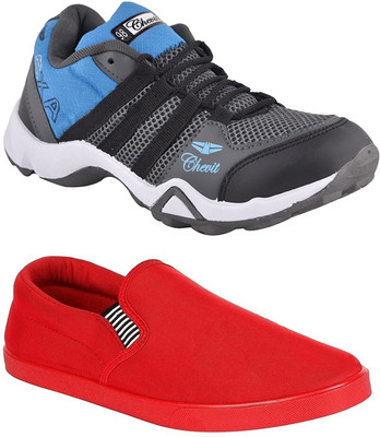 

Chevit Combo Pack of 2 Casual & Sports Shoes (Loafers Shoes) Running Shoes For Men(Red, Grey, Blue