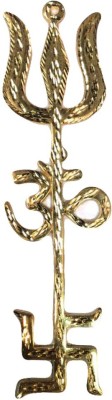 Ryme Vastu / Feng Shui Swastik Om Trishul Brass For Home / Wall Hanging & Decor - 6 Inches Decorative Showpiece  -  15 cm(Brass, Gold)