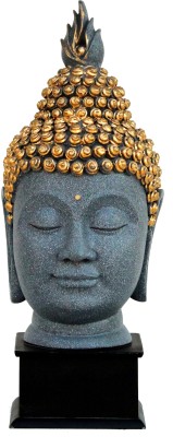 eCraftIndia Gray Golden Handcrafted Lord Buddha Head with Stand Decorative Showpiece  -  37.5 cm(Polyresin, Multicolor)