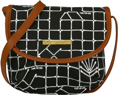 

FUNK FOR HIRE Women Casual Black Canvas, Leatherette Sling Bag