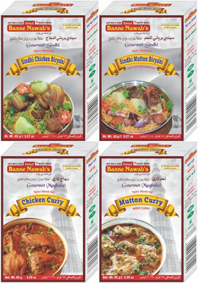 Ustad Banne Nawab's SINDHI BIRYANI ( CHICKEN & MUTTON ) & CHICKEN & MUTTON ( CURRY ) - 4 PACK(4 x 54 g)