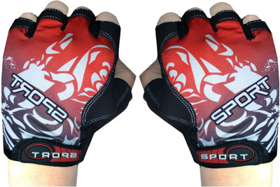 GymWar Cycling Gloves Anti Skid Light Weight Riding Gloves Gym & Fitness Gloves (Free Size, Red)