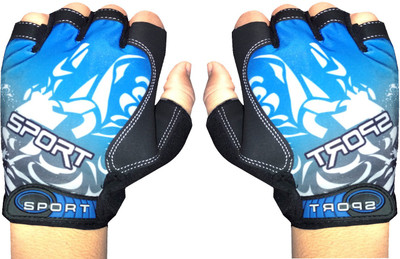 

GymWar Cycling Gloves Anti Skid Light Weight Riding Gloves Gym & Fitness Gloves (Free Size, Blue)