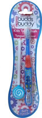 

First Care Budds Buddy Blue Kids Toothbrush + Tongue Cleaner Extra Soft Toothbrush