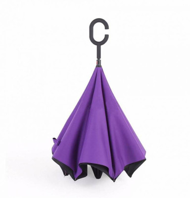 

Trendmakerz Wind Proof Double Layer C-Shaped Reverse Umbrella(Purple)