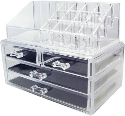 

Generic GLOBAL Cosmetic Organizer Makeup Storage Box Lipstick Holder Stand Party, Marrage Vanity Box (Tranparent) MAKE UP ORGANIZER Vanity Box(White)
