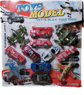 

ClueSteps Push & Pull Along Model Toys 4 Aeroplanes, 4 Fire Brigade, 4 Cars(Multicolor)