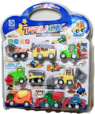 

ClueSteps Vehicle Push & Pull Along Toys Construction trucks Set of 9 Pieces(Multicolor)