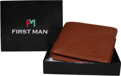 First Man Men Brown Genuine Leather Wallet(3 Card Slots)