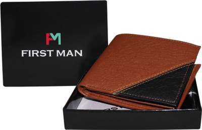 

First Man Men Brown Genuine Leather Wallet(3 Card Slots), Black;brown