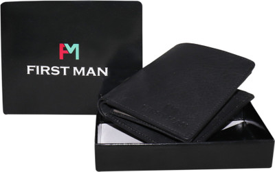 

First Man Men Black Genuine Leather Wallet(3 Card Slots)