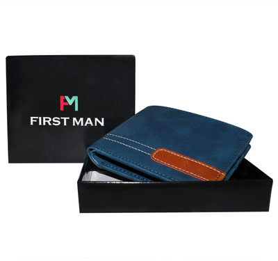 

First Man Men Blue Genuine Leather Wallet(3 Card Slots)