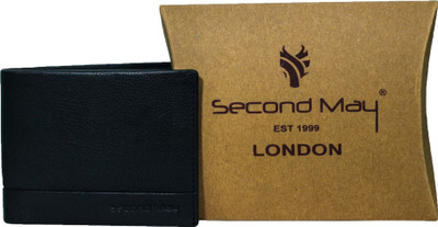 

Second May Men Black Genuine Leather Wallet(7 Card Slots), Black ion
