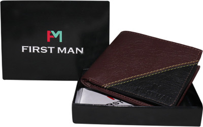 

First Man Men Brown Genuine Leather Wallet(3 Card Slots), Black;brown