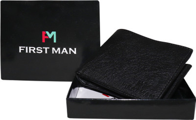 First Man Men Black Genuine Leather Wallet(3 Card Slots)