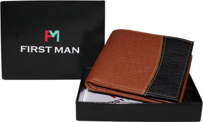 

First Man Men Brown Genuine Leather Wallet(3 Card Slots), Black;brown