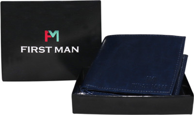 

First Man Men Blue Genuine Leather Wallet(3 Card Slots)