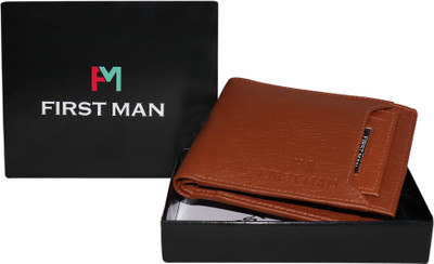 

First Man Men Brown Genuine Leather Wallet(3 Card Slots), Tan