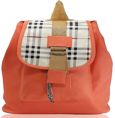 

Fulgor Fashion Leather Backpack Shoulder Peach 10 L Backpack(Orange)