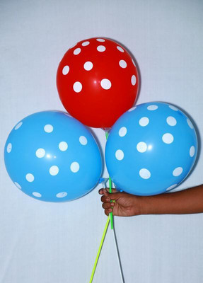 

zeonely mart Printed (light blue &red) colour Polka Dot Balloons -pack of 150 Balloon(Multicolor, Pack of 150)