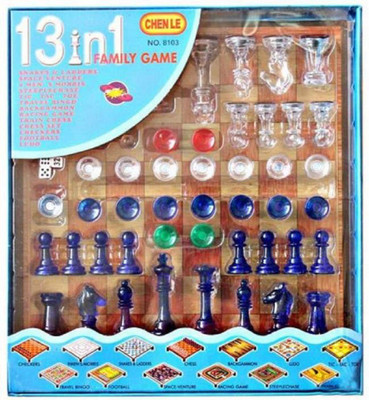 

JAYNIL ENTERPRISE 13 In 1 Family Game Including Magnetic Chess, Checkers, Men’s Morris, Snake’s & Ladder, Steeplechase, Travel Bingo, Football, Backgammon, Ludo, Tic-Tac-Toe, Racing Game & Space-Venture, Multi Board Game Toy for Kids Board Game Board Game