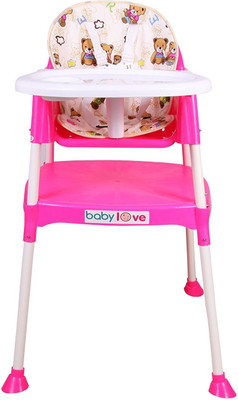 

N&M 3 in 1 Convertible Baby High Chair With Cushion-Pink(Pink)
