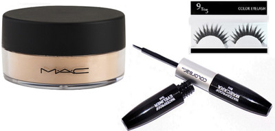 

9 to 5 Eyelashes , Mac Select sheer/Loose Powder Libre Diaphane Compact With Colorbar 2 in 1 Eyeliner & Mascara(Set of 3)