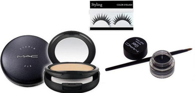 

Studio Fix Combo Eyelashes&Mac Gel Eyeliner Long Lasting Waterproof Smooth, Studio Fix Compact(Set of 3)