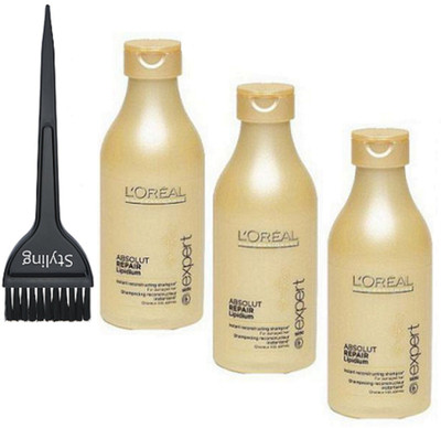 

styling Of Hair Brush, L'oreal Absolut Repair Lipidium Hair Shampoo 250ml With Pack of 3(Set of 4)