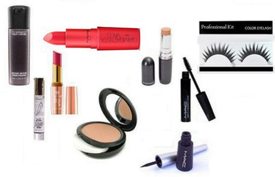 

Professional kit Of Eyelashes,Giambattista Valli Lipstick,Face Serum,9 to 5 Lipstick ,Compact,Concealer,Primer,Eyeliner,Mascara(Set of 9)