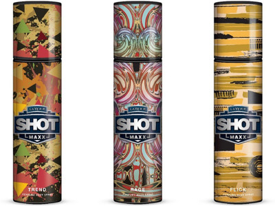 

LAYER SHOT TREND RAGE FLICK Body Spray - For Men & Women(125 ml, Pack of 3)
