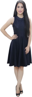 CRAZEVILLA Women Skater Dark Blue Dress