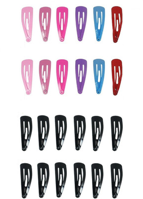 

FOK Set of 24 Pcs of 6.5 cm (6 Pairs of Black and 6 Pairs of Random plain color) Premium Metal Triangular Tik Tak Hair Pins or Clips Hair Accessories for Girls and Women Tic Tac Clip(Black, Multicolor)