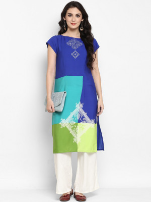 Pannkh Women Printed A-line Kurta(Blue) Flipkart