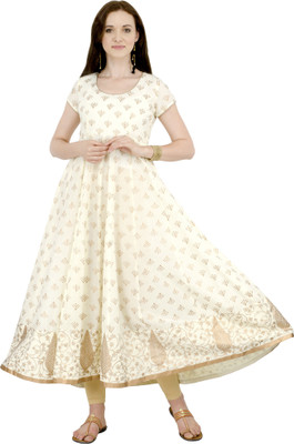 white golden anarkali