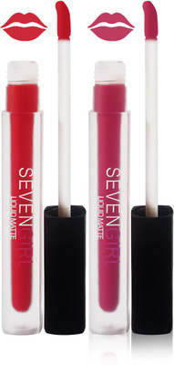 

Seven matte liquid lipstick fashion set of 2 color(pink orange pink)