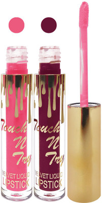 

Femina09 cosmetics makeup velvet matte liquid lipstick enriched with vitamin E fashion color combo set of 2(baby pink l purple, 10 ml)