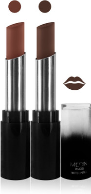 

Medin paris matte long lasting moisturizing lipstick cosmetics makeup collection set of 2 color(l brown black brown, 10 g)