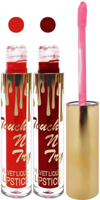 

Femina09 cosmetics makeup velvet matte liquid lipstick enriched with vitamin E fashion color combo set of 2(d maroon orange, 10 ml)