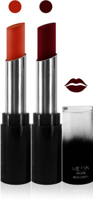 

Medin paris matte long lasting moisturizing lipstick cosmetics makeup collection set of 2 color(orange maroon, 10 g)