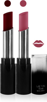 

Medin paris matte long lasting moisturizing lipstick cosmetics makeup collection set of 2 color(maroon pink brown)
