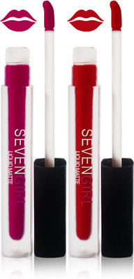 

Seven matte liquid lipstick fashion set of 2 color(red purple)