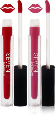 

Seven matte liquid lipstick fashion set of 2 color(pink red)