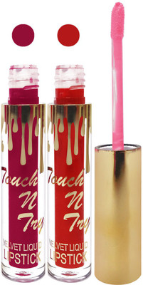 

Femina09 cosmetics makeup velvet matte liquid lipstick enriched with vitamin E fashion color combo set of 2(red d pink, 10 ml)