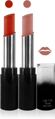 

Medin paris matte long lasting moisturizing lipstick cosmetics makeup collection set of 2 color(orange skiin brown, 10 g)