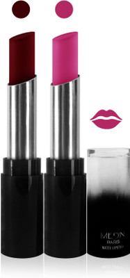 

Medin paris matte long lasting moisturizing lipstick cosmetics makeup collection set of 2 color(maroon pink, 10 g)