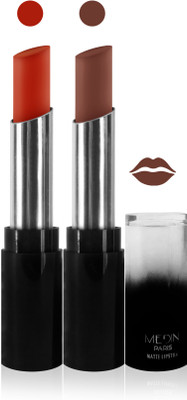 

Medin paris matte long lasting moisturizing lipstick cosmetics makeup collection set of 2 color(orange l brown, 10 g)