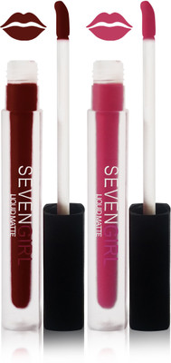 

Seven matte liquid lipstick fashion set of 2 color(pink addication brown)